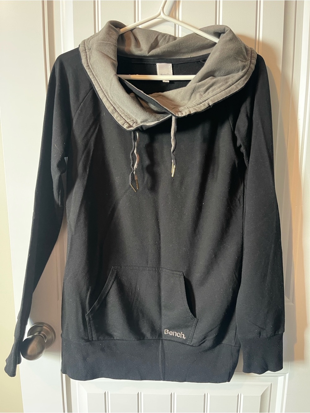 Bench Black Sweater with Gray Funnel Collar